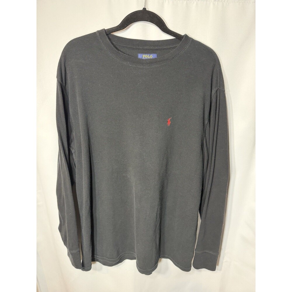 Polo Ralph Lauren Men's Waffle Knit Crew Neck Long Sleeve Shirt Size 2XL Black